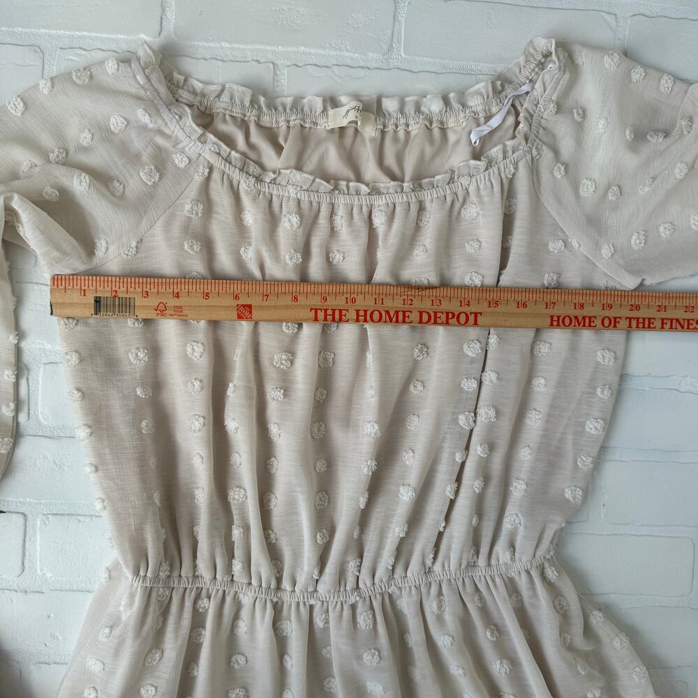 A Beautiful Soul Boutique Cream Long Sleeve Polka Dot Dress Plus Size 1X - Picture 4 of 6